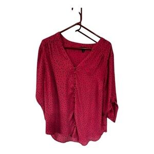 Torrid Terracotta/reddish Blouse with Black polka Dots